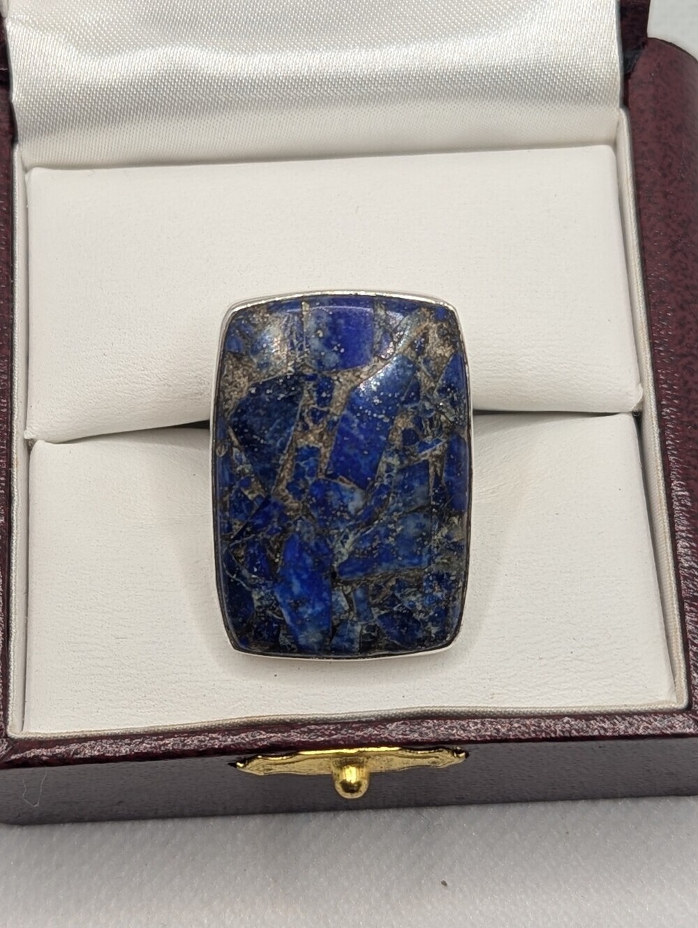 ✨ 925 Sterling Silver Lapis Lazuli & Pyrite Statement Ring ✨